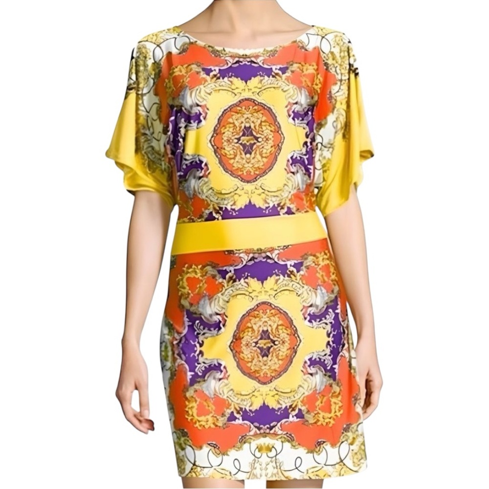 BCBGMaxAzria Yellow Colorful Day Dress Size Medium